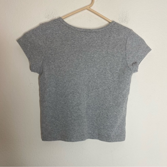 Brandy Melville Gray Cotton Cropped Baby Tee - Picture 3 of 4